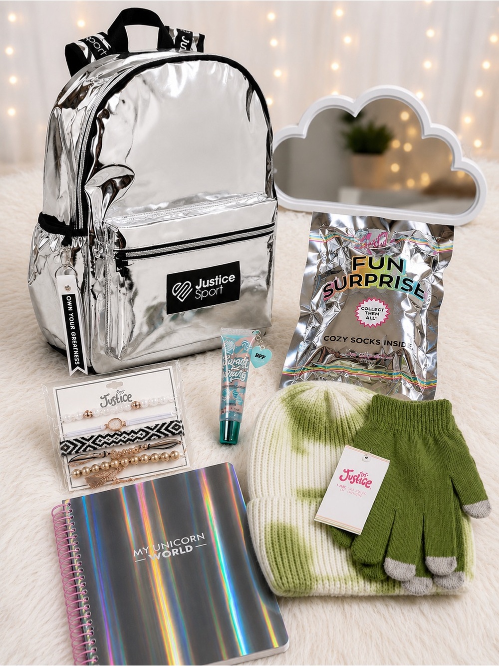 Justice Sport Metallic Backpack Bundle